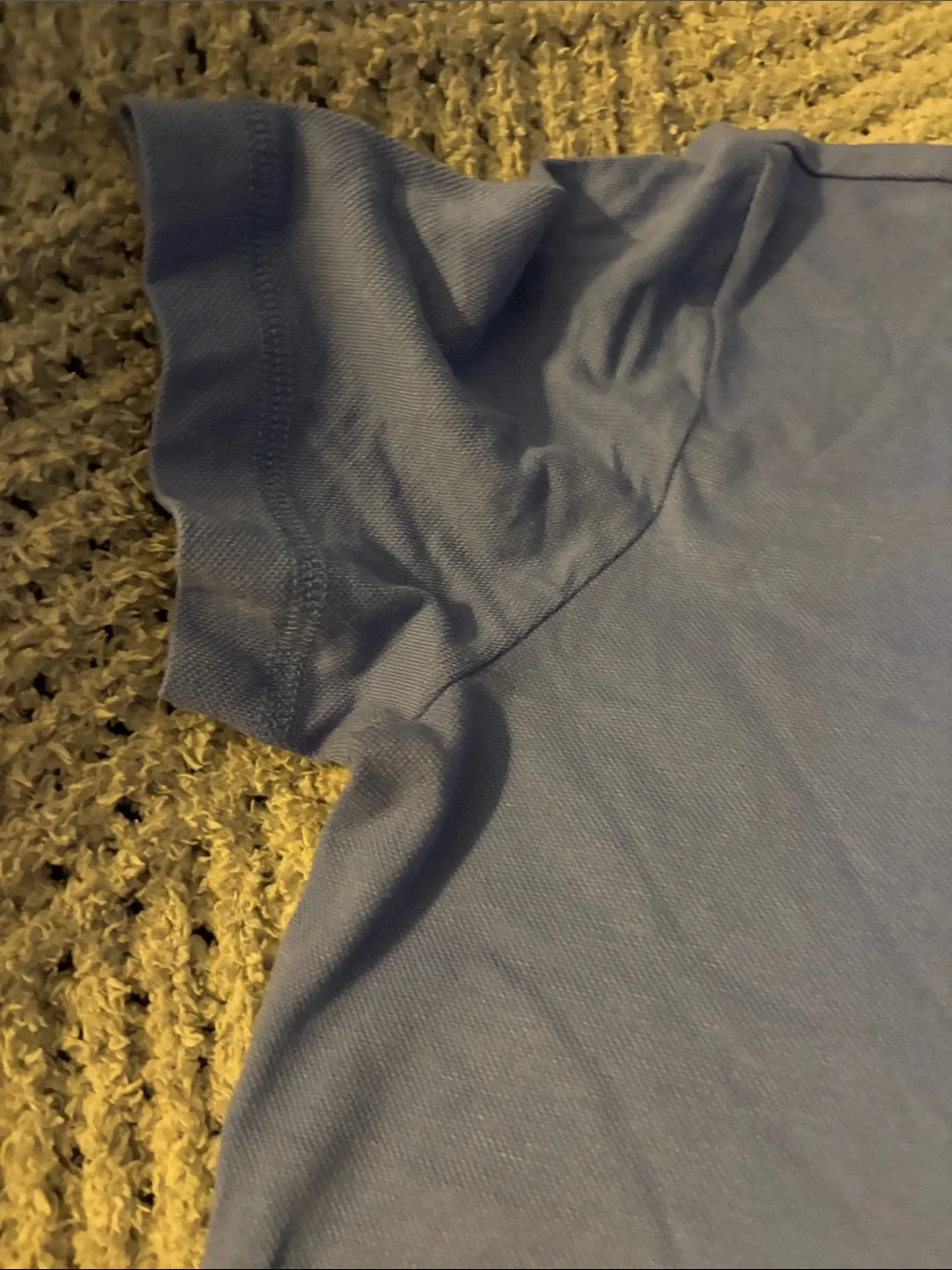 Tory Burch Periwinkle Blue Ruffled Polo with Gold-Tone Logo Button